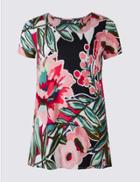Marks & Spencer Plus Floral Print Short Sleeve Tunic Multi