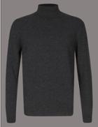 Marks & Spencer Pure Cashmere Roll Neck Jumper Charcoal