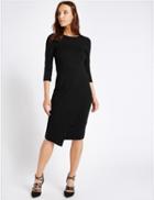 Marks & Spencer Mock Wrap 3/4 Sleeve Bodycon Dress Black