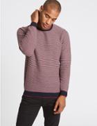 Marks & Spencer Pure Cotton Textured Jumper Red Mix