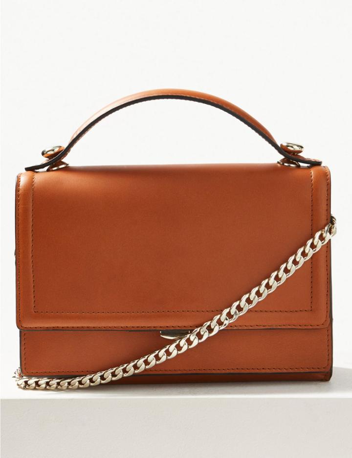 Marks & Spencer Leather Shoulder Bag Rosewood