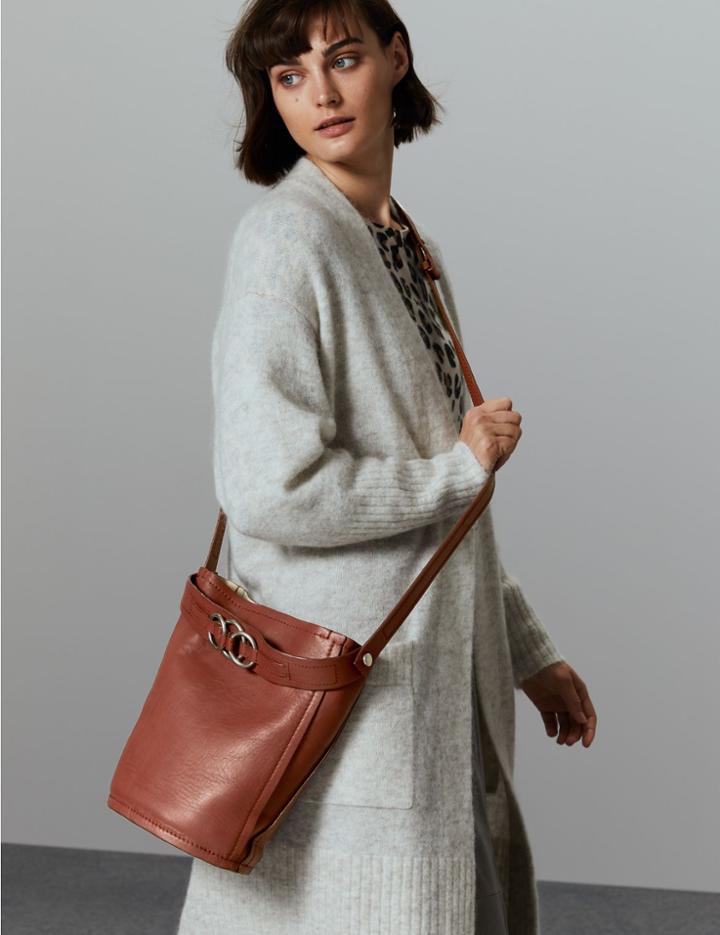 Marks & Spencer Leather Ring Cross Body Bag Rust