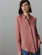 Marks & Spencer Satin Button Detailed Shirt Dusky Rose