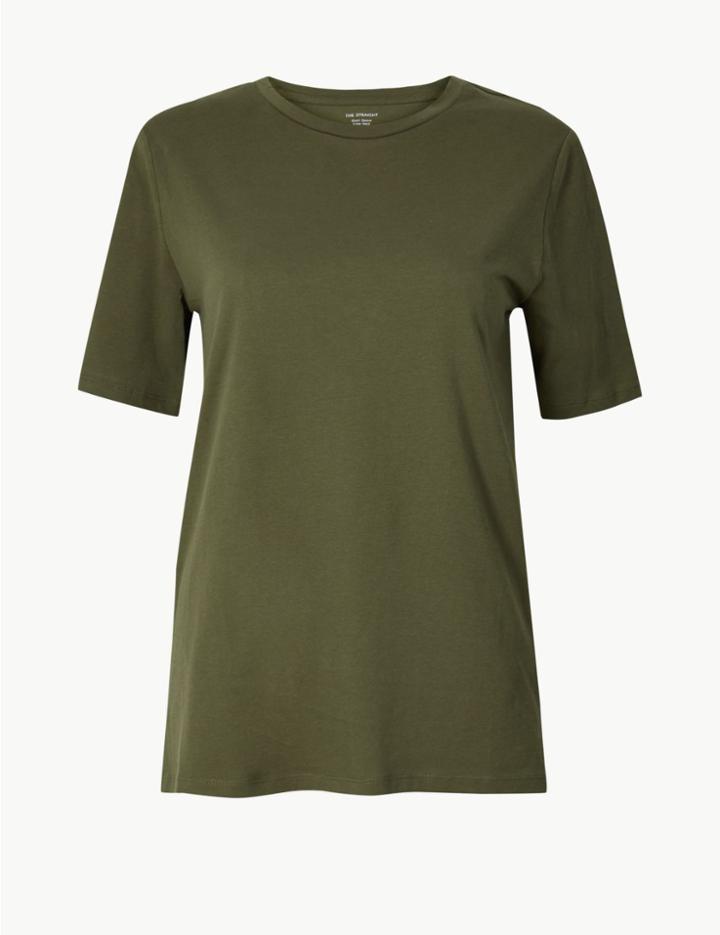 Marks & Spencer Pure Cotton Straight Fit T-shirt Green