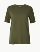 Marks & Spencer Pure Cotton Straight Fit T-shirt Green