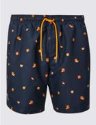 Marks & Spencer Orange Print Quick Dry Swim Shorts Navy