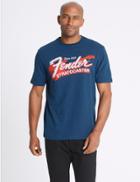 Marks & Spencer Pure Cotton Printed Crew Neck T-shirt Light Navy
