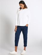 Marks & Spencer Pure Cotton Striped Combat Cropped Trousers Navy Mix