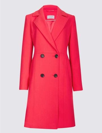 Marks & Spencer Stitch Detail Textured Coat Pink