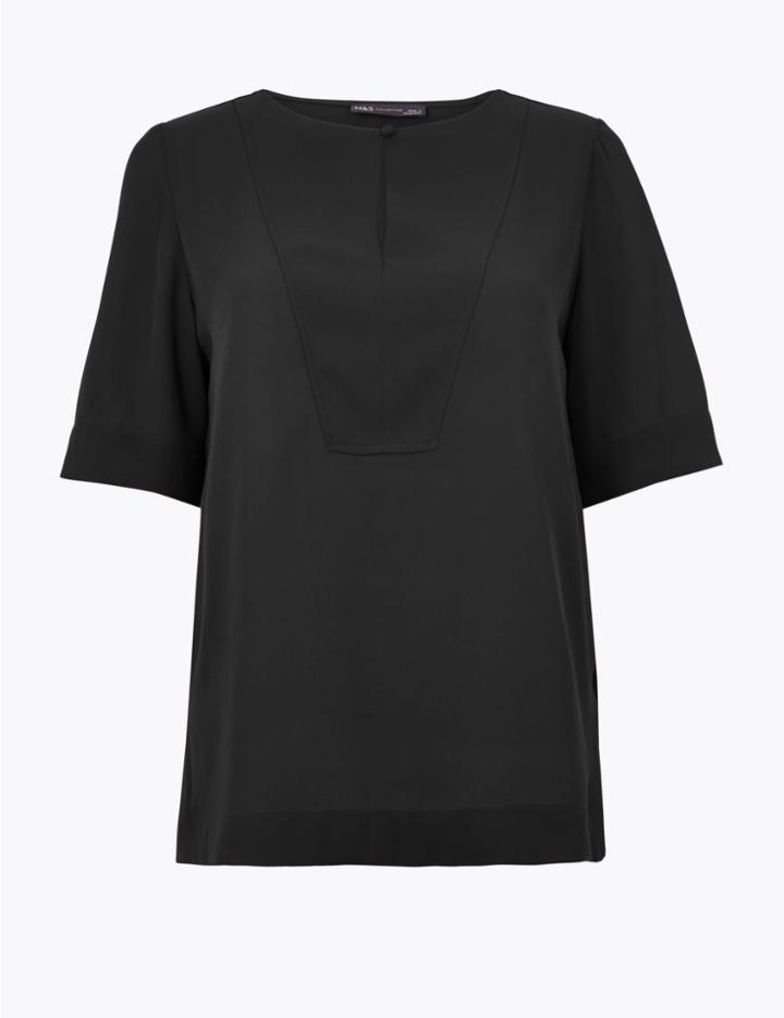 Marks & Spencer Button Detailed Shell Top Black