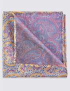 Marks & Spencer Pure Silk Paisley Print Pocket Square Gold Mix