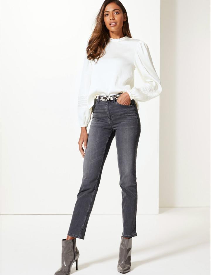 Marks & Spencer Mid Rise Straight Leg Jeans Grey