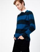 Marks & Spencer Pure Cotton Striped Rugby Shirt Navy Mix