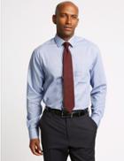 Marks & Spencer Pure Cotton Non-iron Twill Regular Fit Shirt Blue Mix