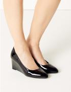 Marks & Spencer Wedge Heel Court Shoes Black Patent