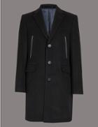 Marks & Spencer Wool Rich Single Breasted Coat Black