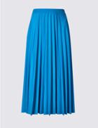 Marks & Spencer Jersey Pleated Midi Skirt Blue