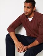 Marks & Spencer Pure Cotton V-neck Jumper Brick