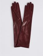 Marks & Spencer Leather Longline Gloves Berry