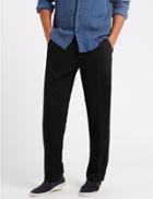 Marks & Spencer Regular Fit Linen Rich Trousers Black