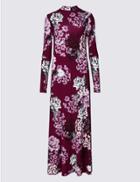 Marks & Spencer Floral Print Long Sleeve Maxi Dress Plum Mix