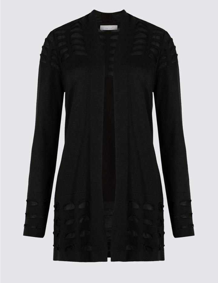Marks & Spencer Armadillo Open Front Long Sleeve Cardigan Black