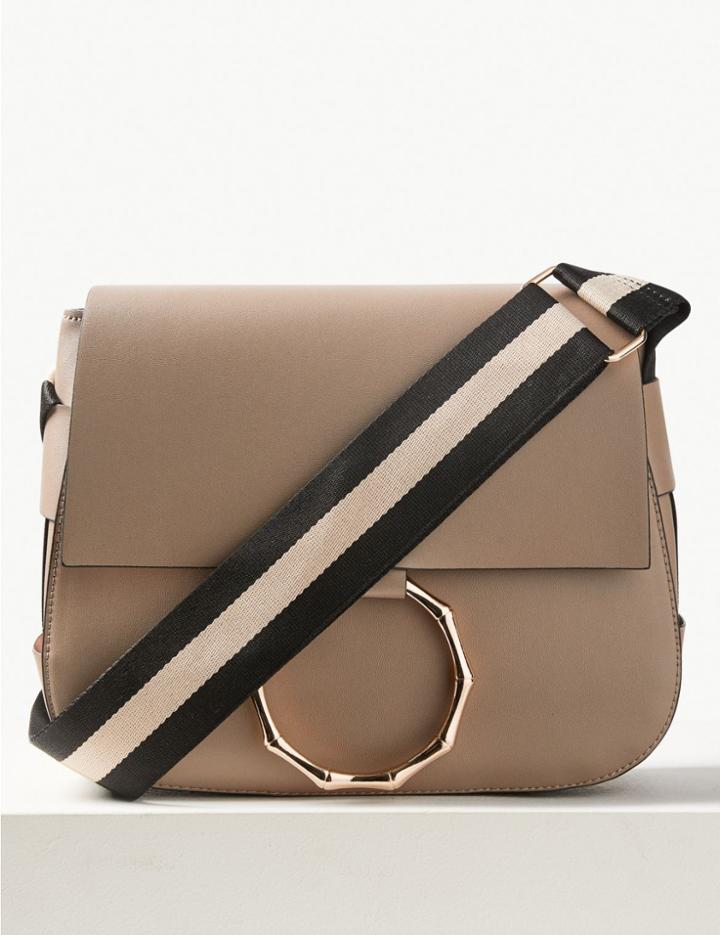 Marks & Spencer Faux Leather Bamboo Saddle Cross Body Bag Caramel