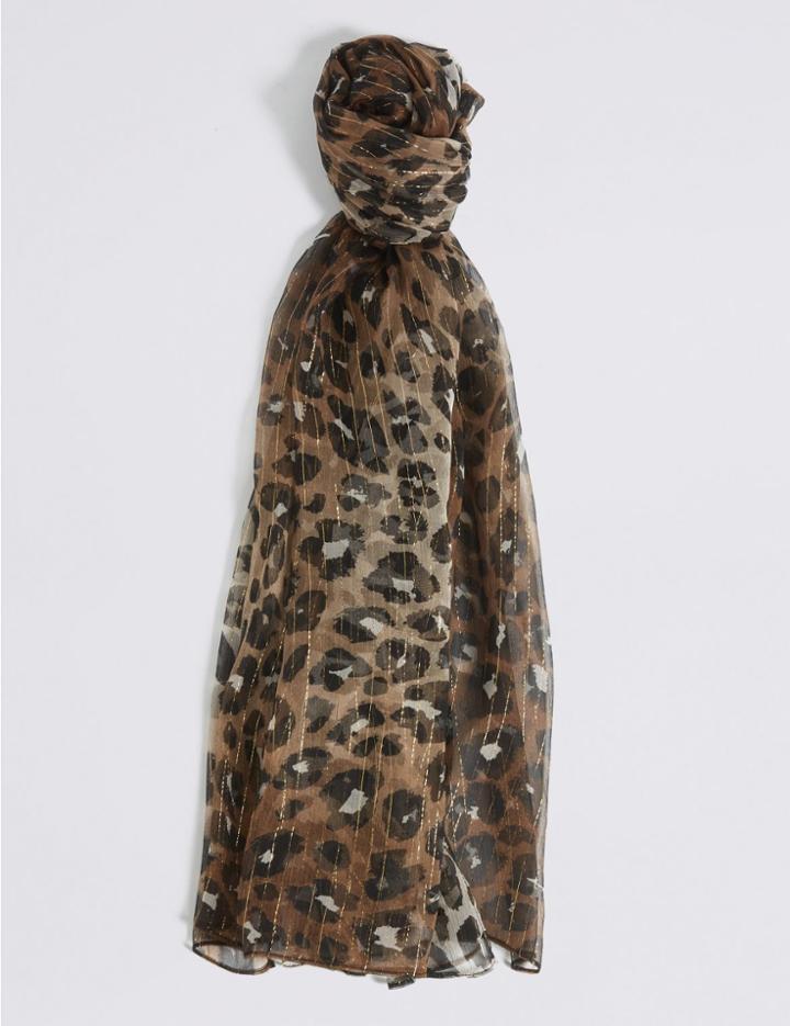 Marks & Spencer Slick Rich Animal Print Scarf Natural Mix