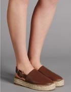 Marks & Spencer Leather Wedge Heel Espadrilles Tan