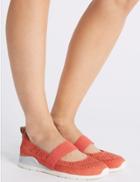 Marks & Spencer Leather Elastic Ballet Pumps Coral
