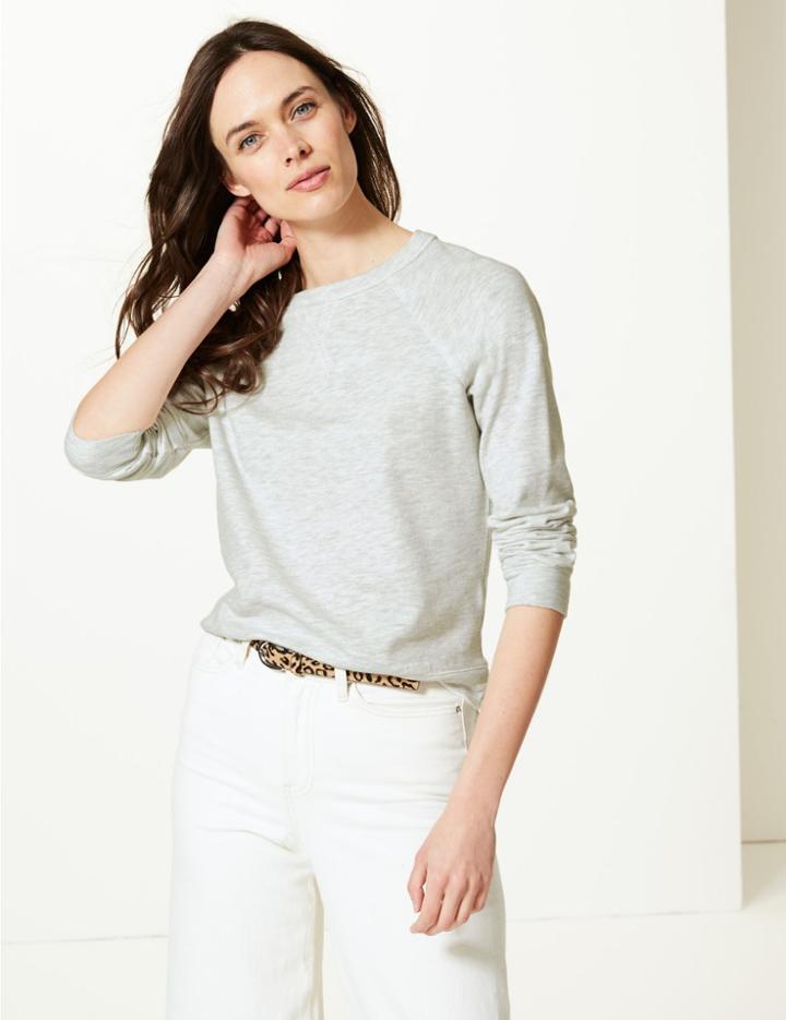 Marks & Spencer Regular Fit Long Sleeve Sweatshirt Grey Marl