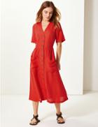 Marks & Spencer Petite Patch Pocket Waisted Midi Dress Bright Red