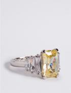Marks & Spencer Platinum Plated Diamant Baguette Ring Lemon Mix