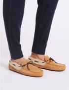 Marks & Spencer Suede Moccasin Slippers With Freshfeet&trade; Tan