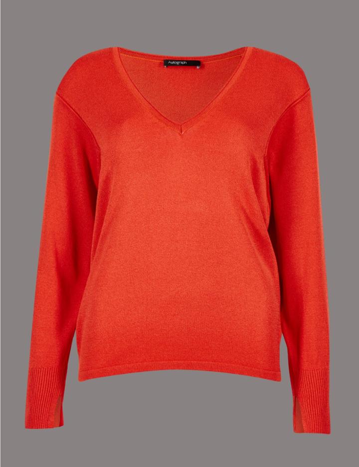 Marks & Spencer V-neck Long Sleeve Jumper Flame