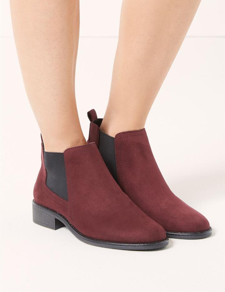 Marks & Spencer Wide Fit Chelsea Ankle Boots Berry
