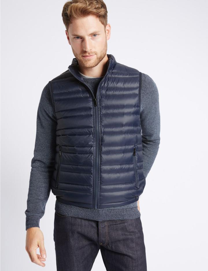 Marks & Spencer Down & Feather Gilet With Stormwear&trade; Midnight Navy