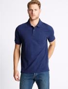 Marks & Spencer Pure Cotton Polo Shirt Bright Blue Mix