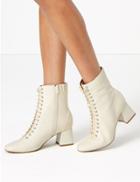 Marks & Spencer Leather Lace Up Ankle Boots Stone