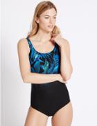 Marks & Spencer Palm Print Sculpting Swimsuit Black Mix