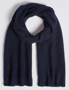 Marks & Spencer Textured Pure Cotton Knitted Scarf Navy