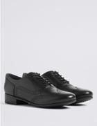 Marks & Spencer Leather Block Heel Brogue Shoes Black