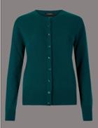 Marks & Spencer Pure Cashmere Button Through Cardigan Dark Evergreen