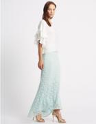 Marks & Spencer Fishtail Floral Lace Pencil Maxi Skirt Duck Egg