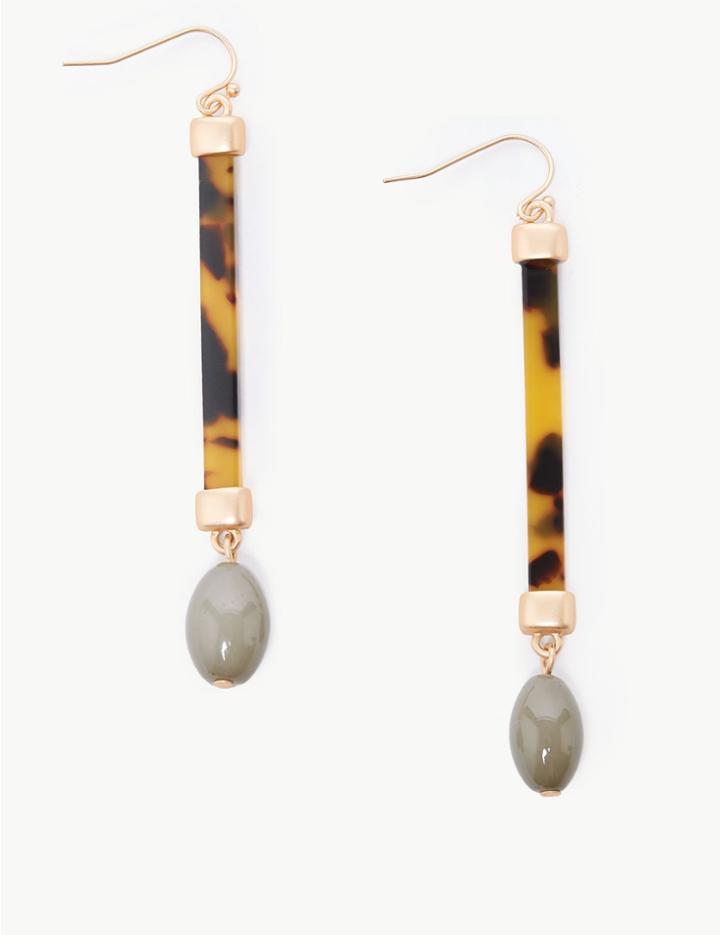Marks & Spencer Bead Stick Drop Earrings Brown Mix