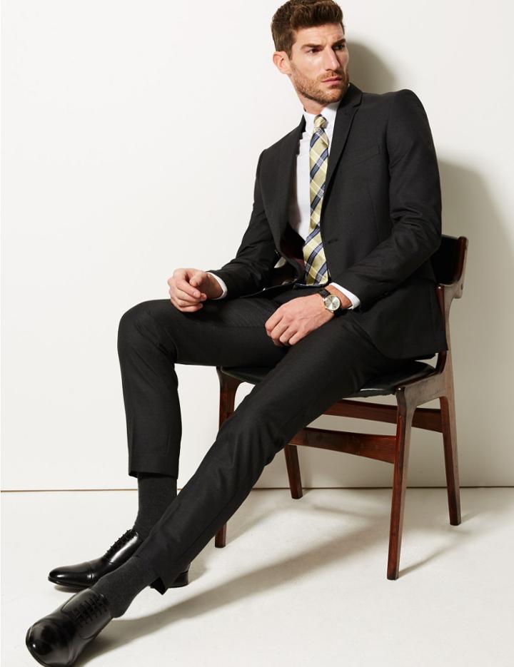 Marks & Spencer Charcoal Skinny Fit Trousers Charcoal