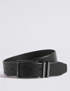Marks & Spencer Leather Double Metal Keeper Smart Belt Black