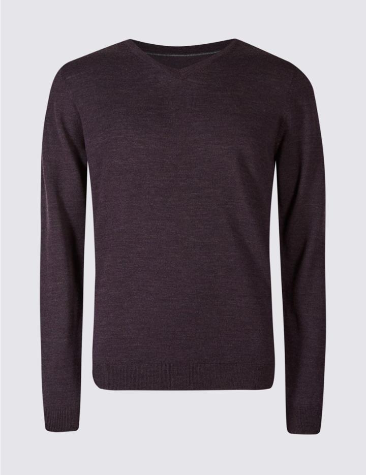 Marks & Spencer Pure Merino Wool Jumper Purple