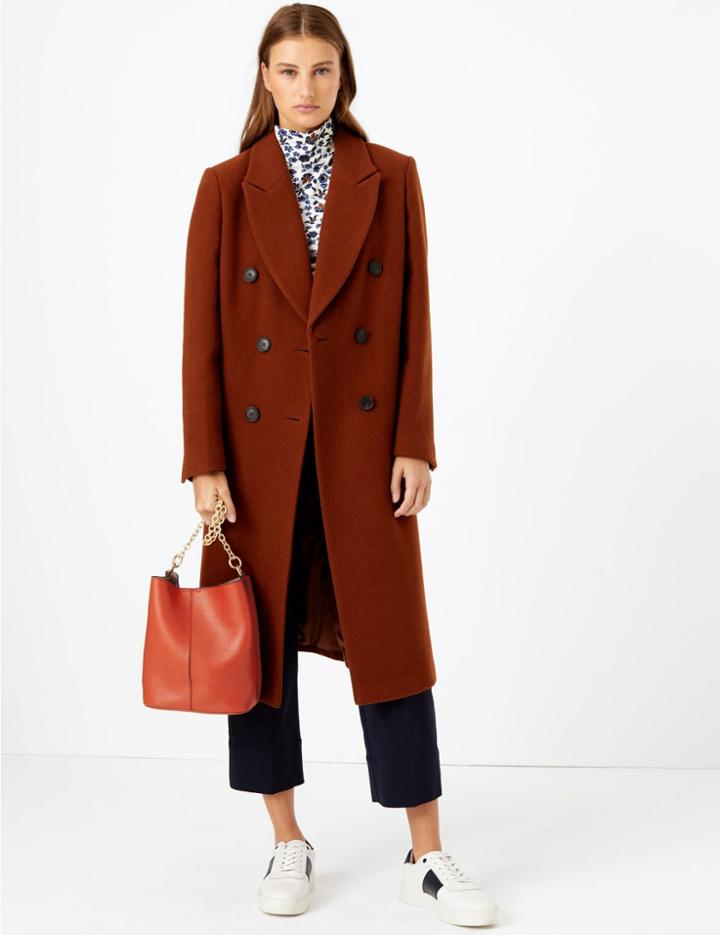 Marks & Spencer Leather Crossbody Bag With Removable Chain Burnt Orange