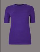 Marks & Spencer Pure Cotton Round Neck Short Sleeve T-shirt Purple